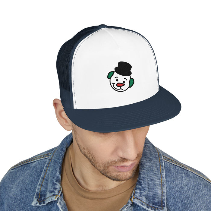Embroidered Snowman Trucker Cap — Festive Winter Hat