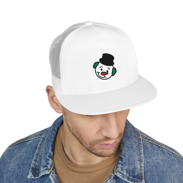 Embroidered Snowman Trucker Cap — Festive Winter Hat