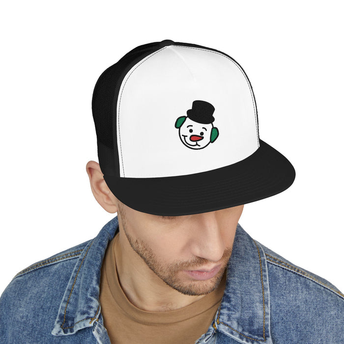 Embroidered Snowman Trucker Cap — Festive Winter Hat