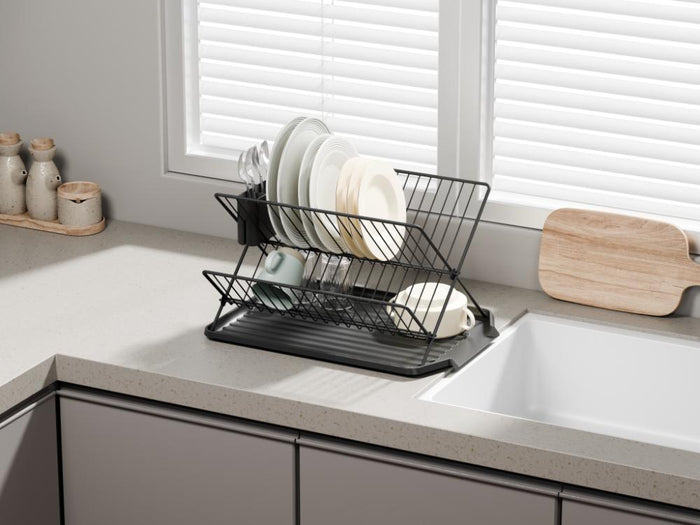 Escurridor De Platos Aqua, Negro, Metalico
