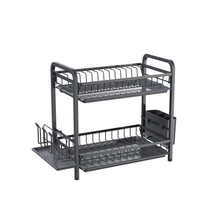 Escurridor De Platos Clarity, Negro, Metalico de 2 niveles