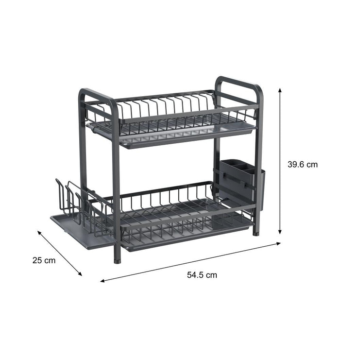 Escurridor De Platos Clarity, Negro, Metalico de 2 niveles
