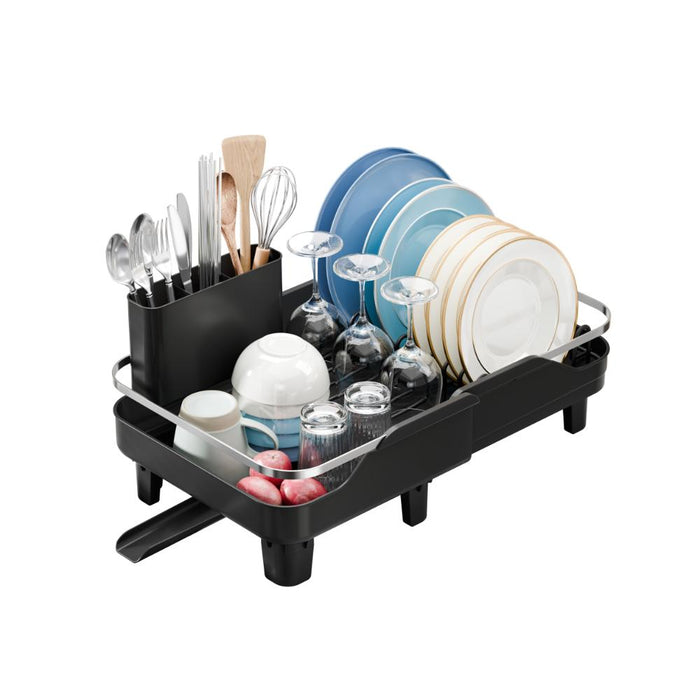Escurridor De Platos Pureza, Negro, Metalico Cromado Expandible
