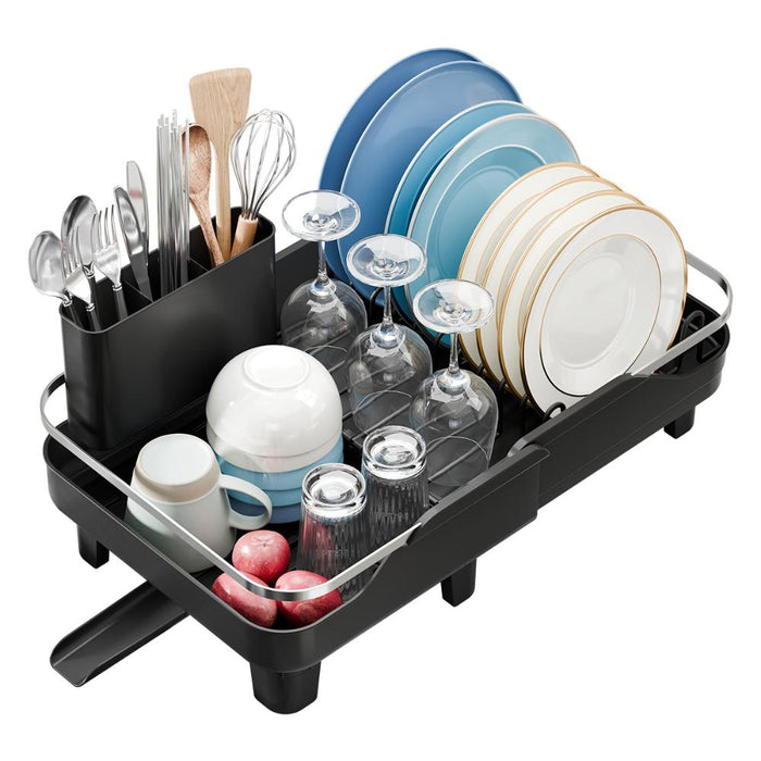 Escurridor De Platos Pureza, Negro, Metalico Cromado Expandible