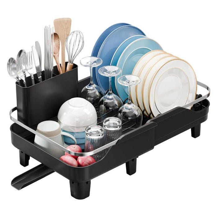 Escurridor De Platos Pureza, Negro, Metalico Cromado Expandible