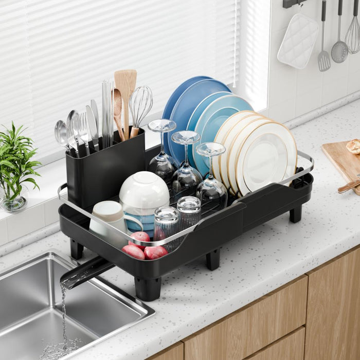 Escurridor De Platos Pureza, Negro, Metalico Cromado Expandible