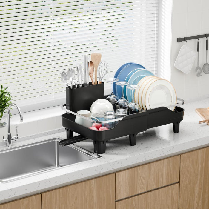 Escurridor De Platos Pureza, Negro, Metalico Cromado Expandible