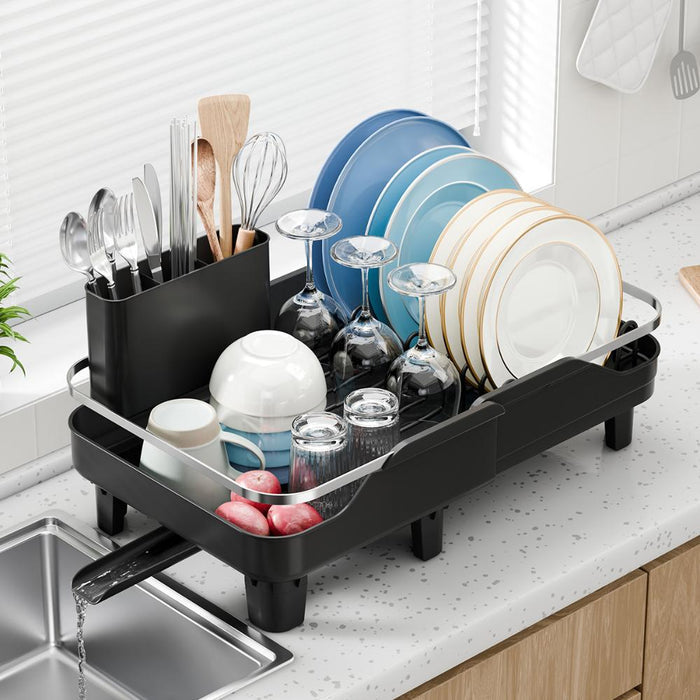 Escurridor De Platos Pureza, Negro, Metalico Cromado Expandible
