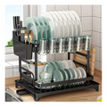 ESCURRIDOR INOXIDABLE PLATERO 2 NIVELES ESTANTE COCINA 43CM NEGRO