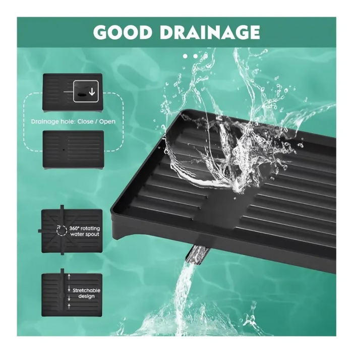 ESCURRIDOR INOXIDABLE PLATERO 2 NIVELES ESTANTE COCINA 43CM NEGRO