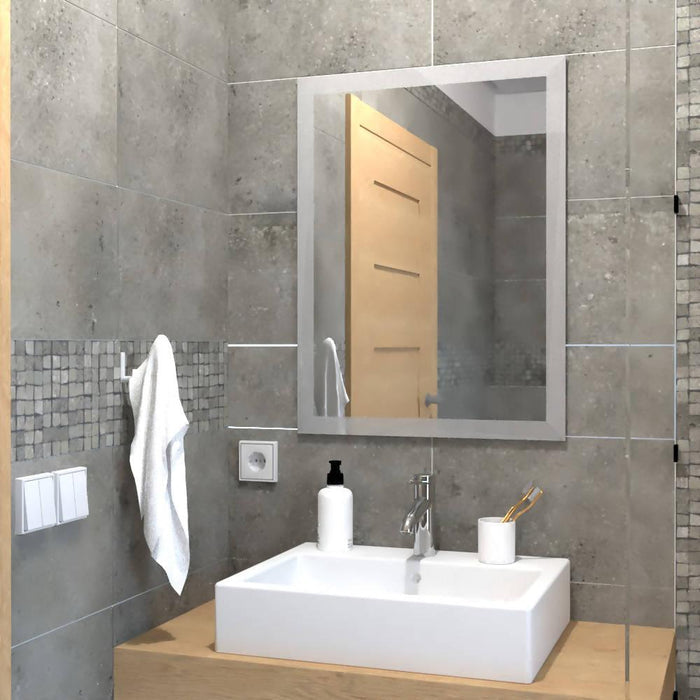 ESPEJO RECTANGULAR CATANIA, GRIS, CON DISEÑO EN SANDBLASTING