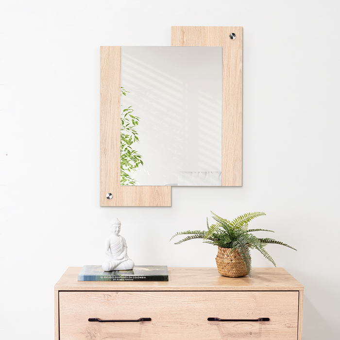 ESPEJO RECTANGULAR PADUK, COLOR MADERA CLARA