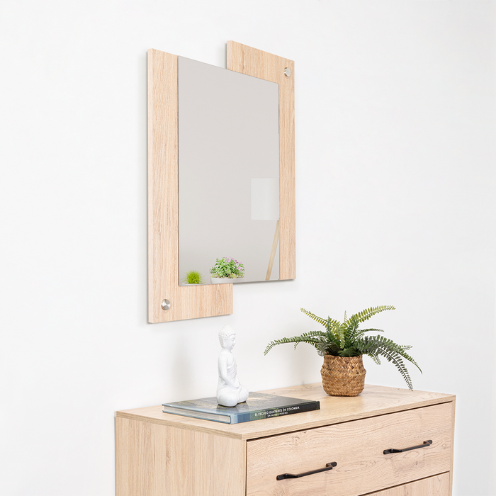 ESPEJO RECTANGULAR PADUK, COLOR MADERA CLARA