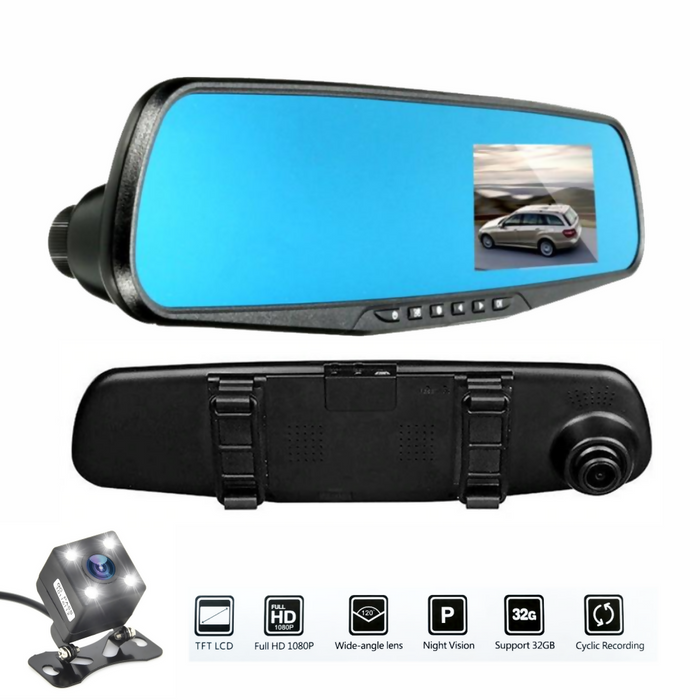 ESPEJO RETROVISOR CON CÁMARA FULL HD + CÁMARA TRASERA