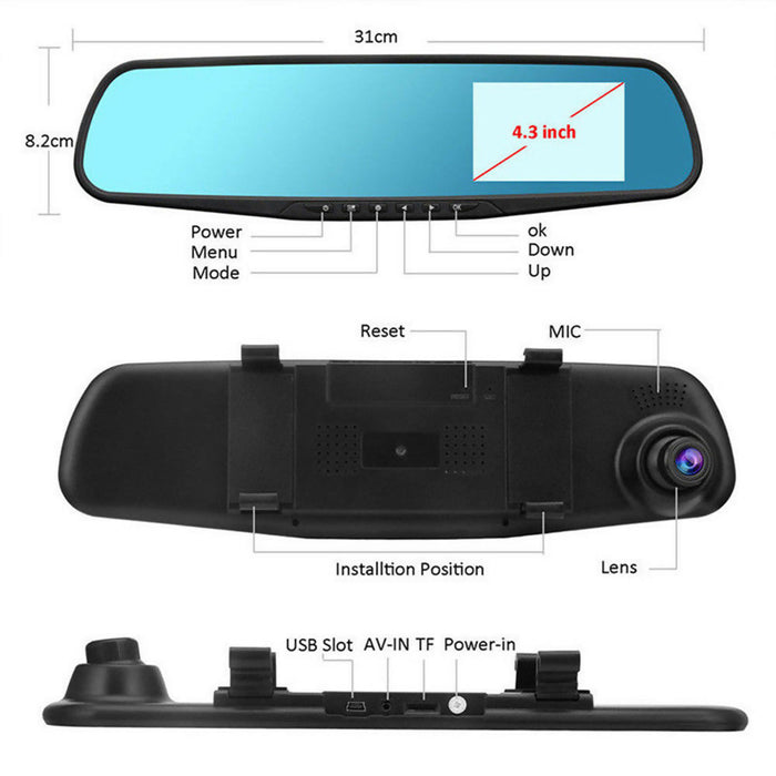 ESPEJO RETROVISOR CON CÁMARA FULL HD + CÁMARA TRASERA