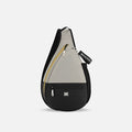 A Sherpani Esprit Wasabi Stone Sling Bag, front view showing pockets and strap on white background.  #color_wasabi-stone-heritage