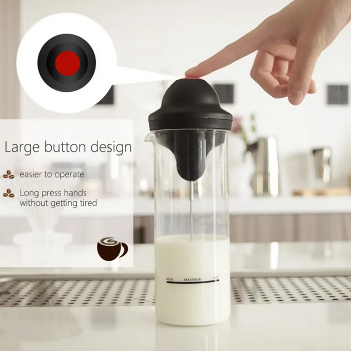 ESPUMADOR BATIDOR PARA LECHE CON VASO DE VIDRIO 450ML