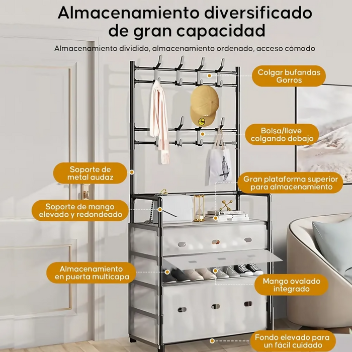 ESTANTE ZAPATOS ORGANIZADOR ZAPATERO METÁLICO ANTI POLVO BLANCO