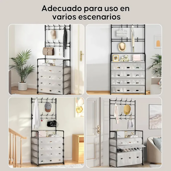 ESTANTE ZAPATOS ORGANIZADOR ZAPATERO METÁLICO ANTI POLVO BLANCO