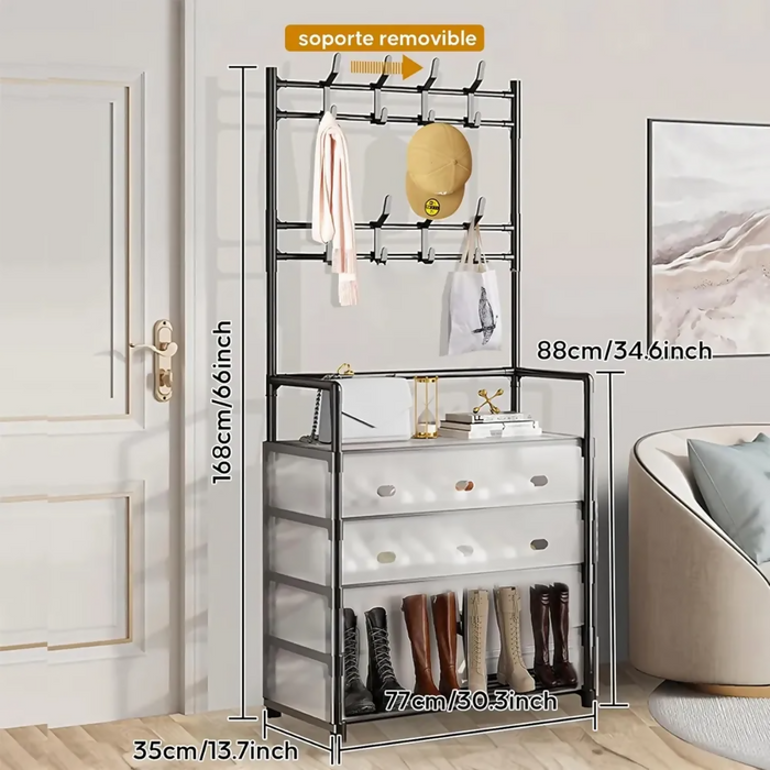 ESTANTE ZAPATOS ORGANIZADOR ZAPATERO METÁLICO ANTI POLVO BLANCO