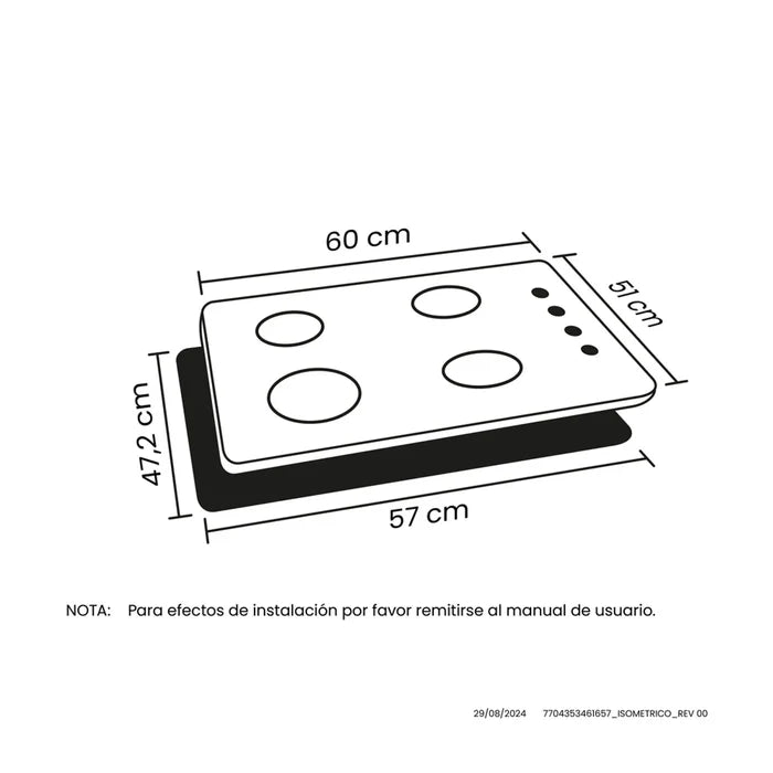 Estufa De Empotrar Haceb inox 60x51 cm, Hierro Fundido a gas natural