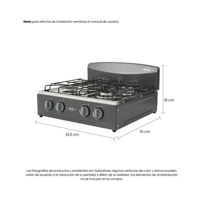 ESTUFA DE MESA HACEB AVELLANA T GAS PROPANO PLATA - 9001807
