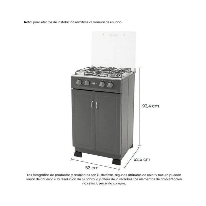 ESTUFA HACEB ROMERO GABINETE V GAS NATURAL PLATA - 9001903