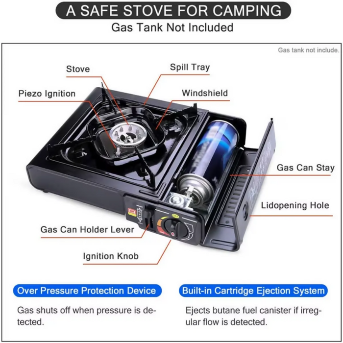 ESTUFA PORTÁTIL CAMPING GAS BUTANO INCLUYE RECARGA