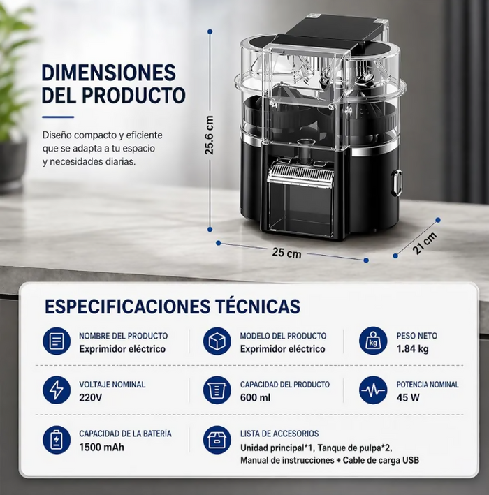 EXTRACTOR DE JUGO DE NARANJA ELÉCTRICO DOBLE CABEZAL