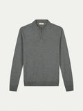 Extrafine Merino Buttonless Polo Dark Grey