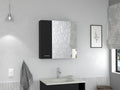 GABINETE DE BAÑO APOLIS, WENGUE, CON PUERTA ESPEJO Y DOS ENTREPAÑOS PARA UBICAR MÚLTIPLES OBJETOS