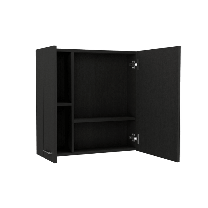 GABINETE DE BAÑO APOLIS, WENGUE, CON PUERTA ESPEJO Y DOS ENTREPAÑOS PARA UBICAR MÚLTIPLES OBJETOS