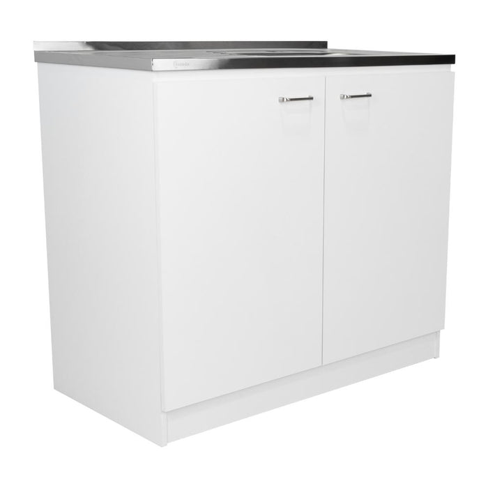 GABINETE INFERIOR CANTABRIA, BLANCO, CON DOS PUERTAS ABATIBLES Y MESÓN DERECHO ZF