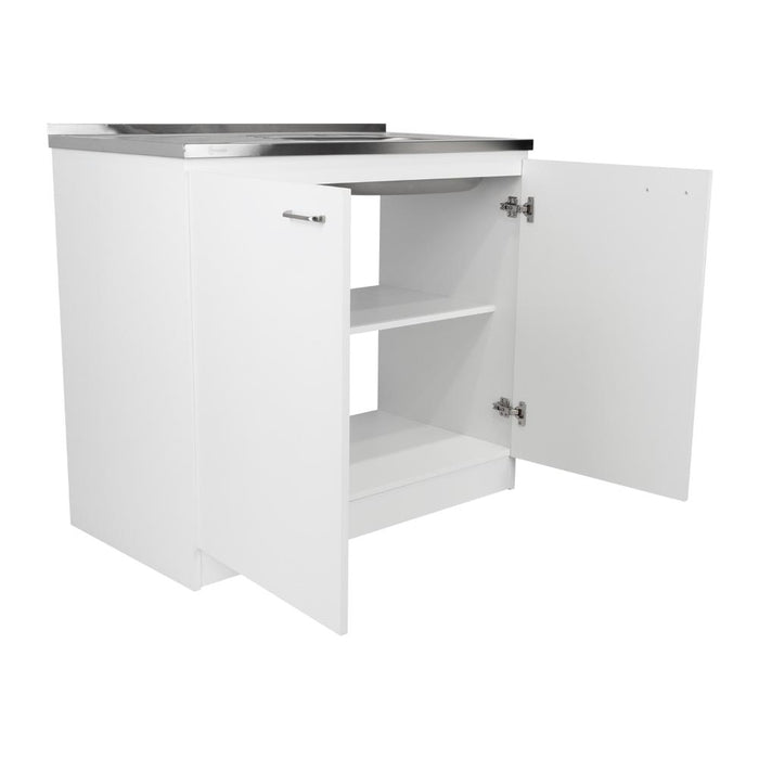 GABINETE INFERIOR CANTABRIA, BLANCO, CON DOS PUERTAS ABATIBLES Y MESÓN DERECHO ZF