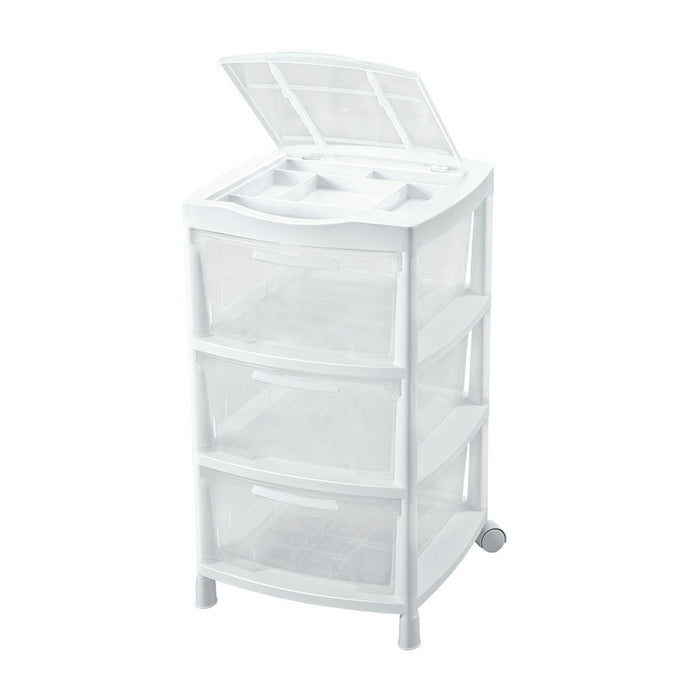 Gavetero Grande con 3 Gavetas y Tapa Organizadora Blanco