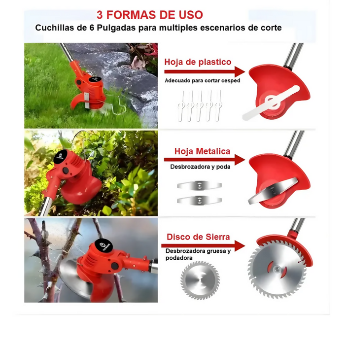 GUADAÑA PODADORA CORTADORA CÉSPED ELÉCTRICA 800W 56V BATERIA NEGRO
