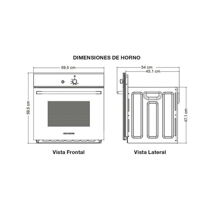 HORNO DE EMPOTRAR CHALLENGER A GAS NATURAL SQ ACERO HG 2540
