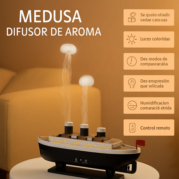 HUMIDIFICADOR DIFUSOR AROMAS ELÉCTRICO LED NIEBLA TITANIC