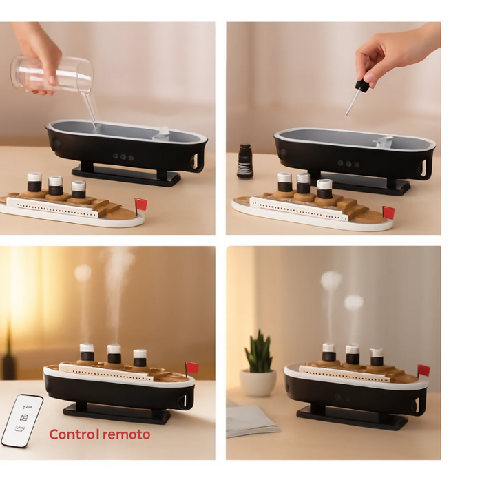 HUMIDIFICADOR DIFUSOR AROMAS ELÉCTRICO LED NIEBLA TITANIC