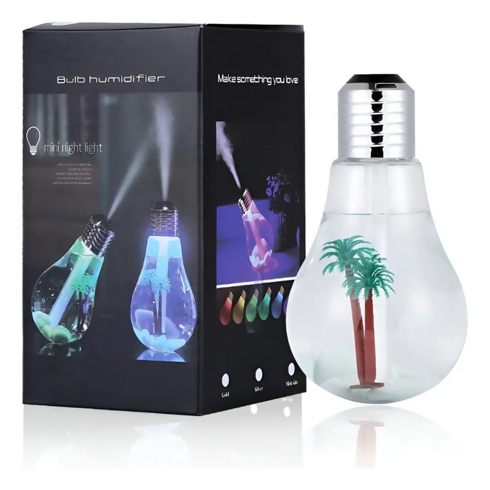 HUMIDIFICADOR DISEÑO BOMBILLO LED ULTRASÓNICO 400ML + ESENCIA BLANCO