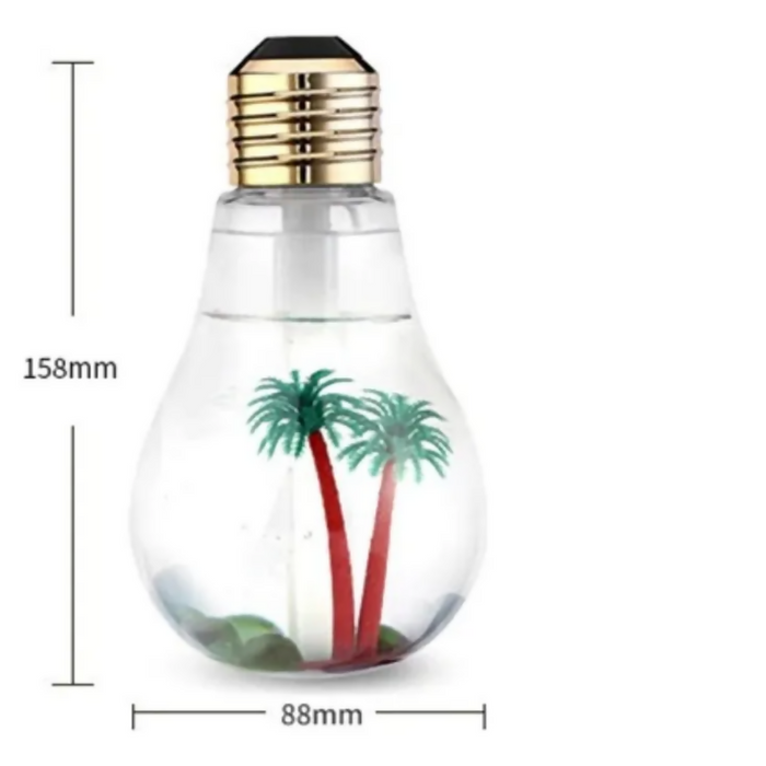 HUMIDIFICADOR DISEÑO BOMBILLO LED ULTRASÓNICO 400ML + ESENCIA BLANCO