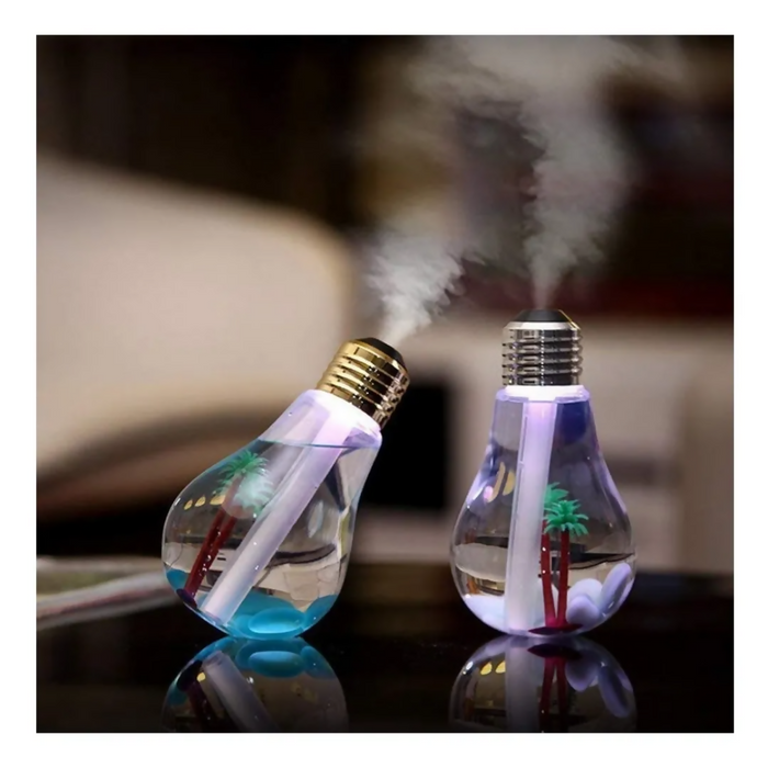 HUMIDIFICADOR DISEÑO BOMBILLO LED ULTRASÓNICO 400ML + ESENCIA BLANCO