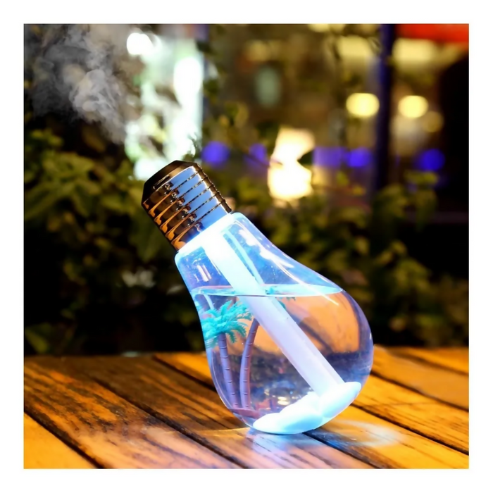 HUMIDIFICADOR DISEÑO BOMBILLO LED ULTRASÓNICO 400ML + ESENCIA BLANCO