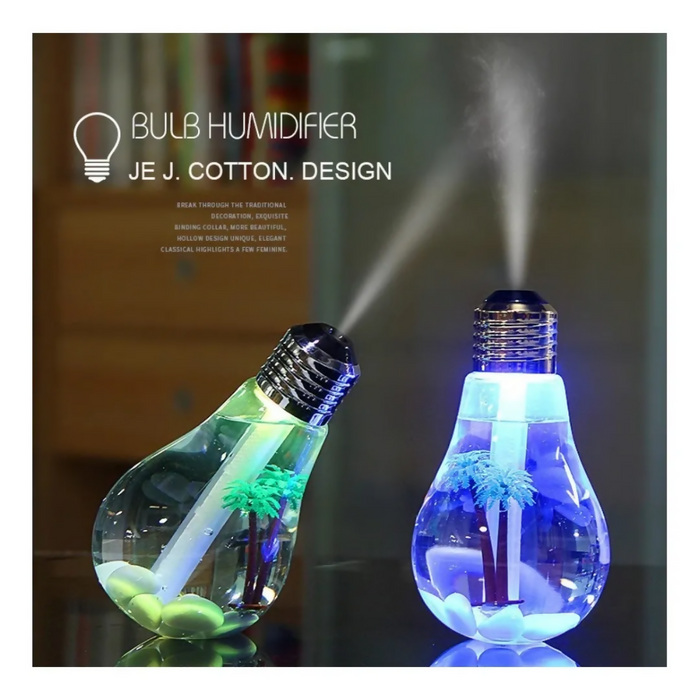 HUMIDIFICADOR DISEÑO BOMBILLO LED ULTRASÓNICO 400ML + ESENCIA BLANCO