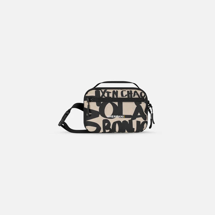 A Sherpani Hyk Ciao Hip Pack, front view showing pocket and straps on white backdrop.  #color_ciao-print