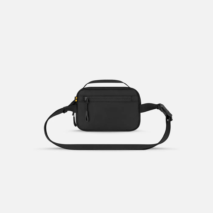 A Sherpani Hyk Ciao Hip Pack, back view showing pocket and straps on white backdrop. #color_ciao-print