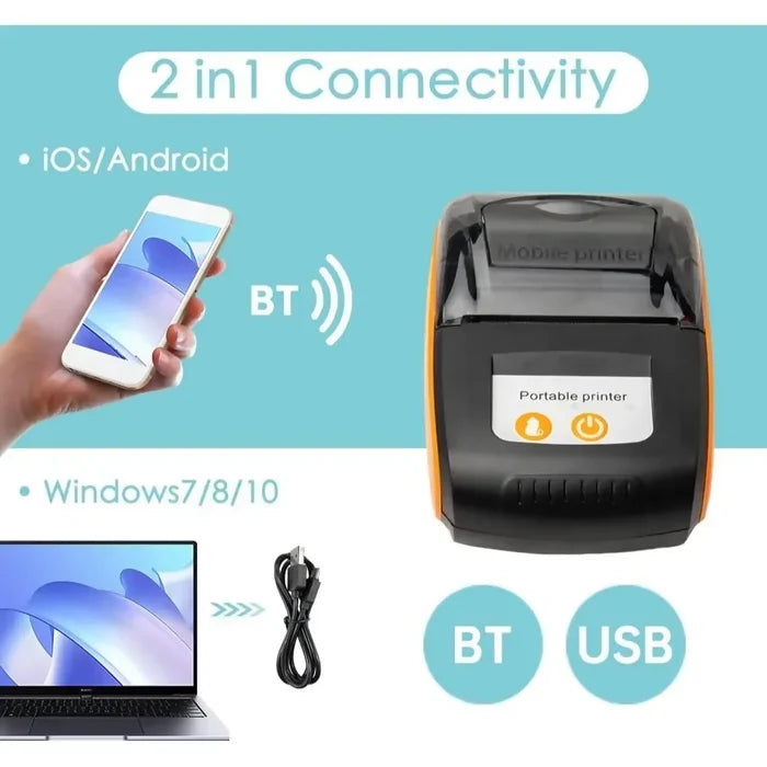 IMPRESORA TÉRMICA PORTÁTIL RECARGABLE BLUETOOTH CON ROLLO