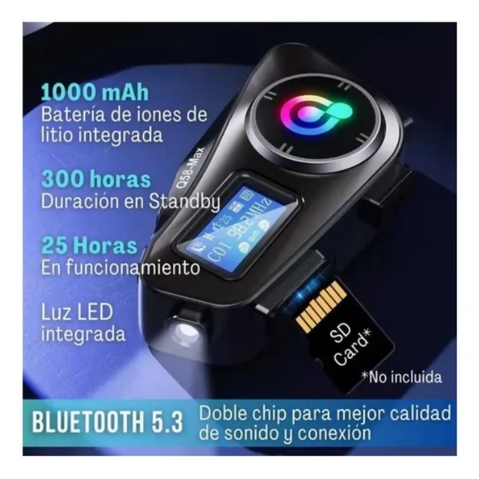 INTERCOMUNICADOR CASCO MOTO Q58MAX BLUETOOTH FM 2 UNIDADES