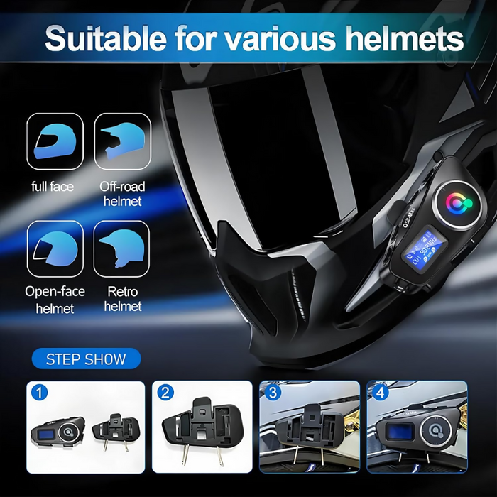 INTERCOMUNICADOR PARA MOTO Q58 RGB MÚSICA BLUETOOTH 25 HORAS