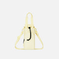 A Sherpani Izzie Sol Yellow Water Bottle Crossbody, front view showing strap and front pocket on white background.  #color_sol-yellow